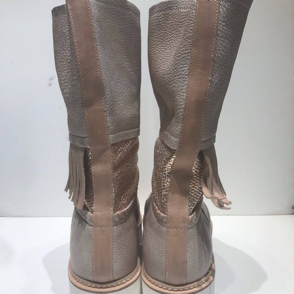 St Germain beige & taupe 1 inch sole soft leather - Picture 3 of 5